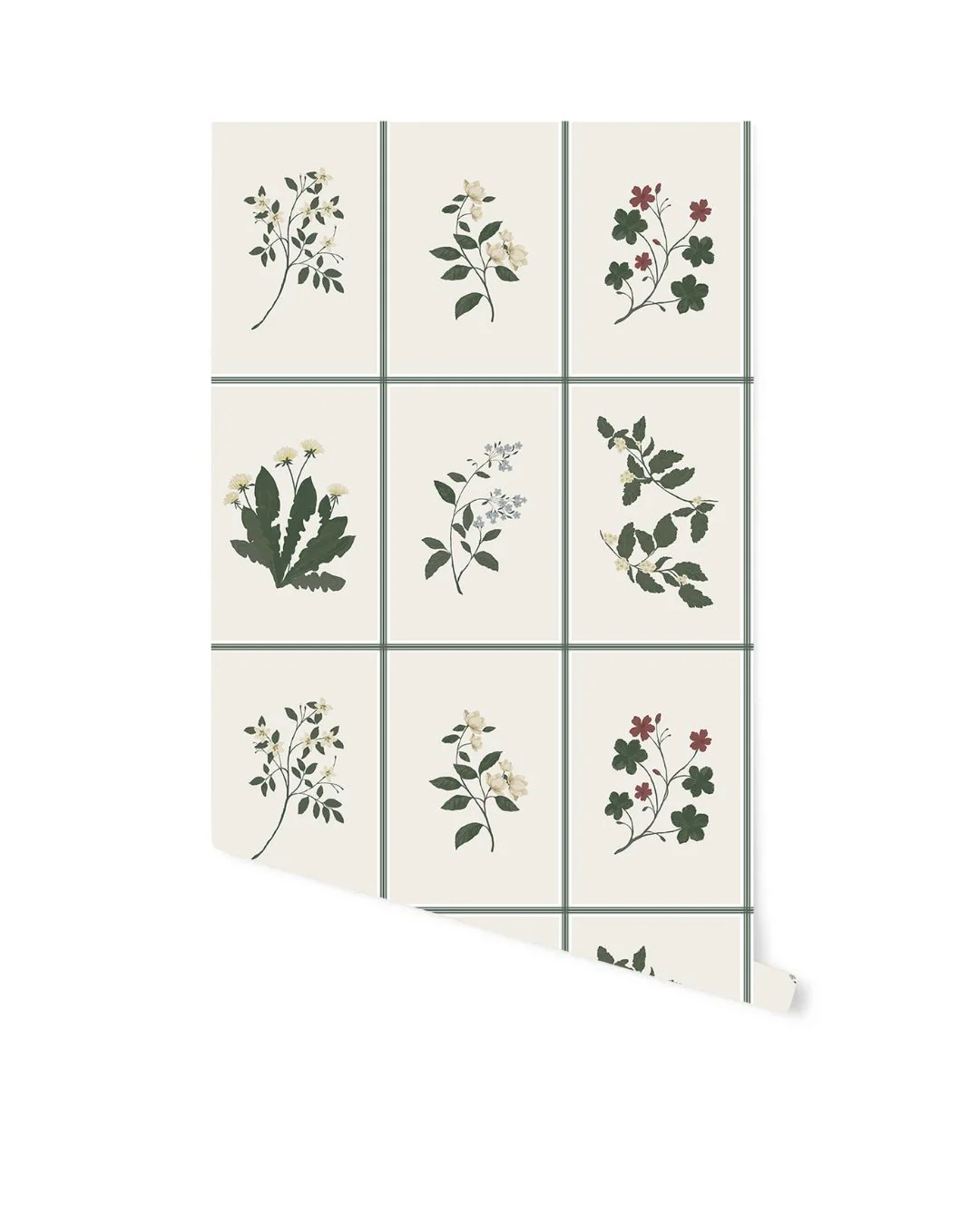Image of Botanical Grid Wallpaper