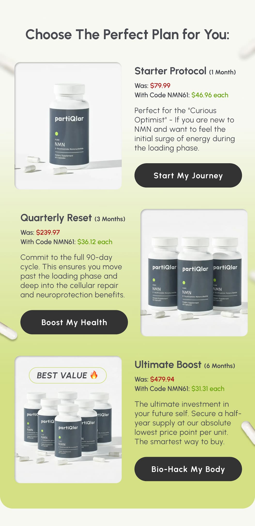 One capsule per day of partiQlar Pure NMN:
