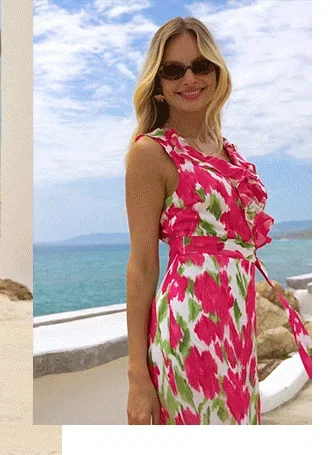 Blue & Green Watercolour Print Bandeau Maxi Dress