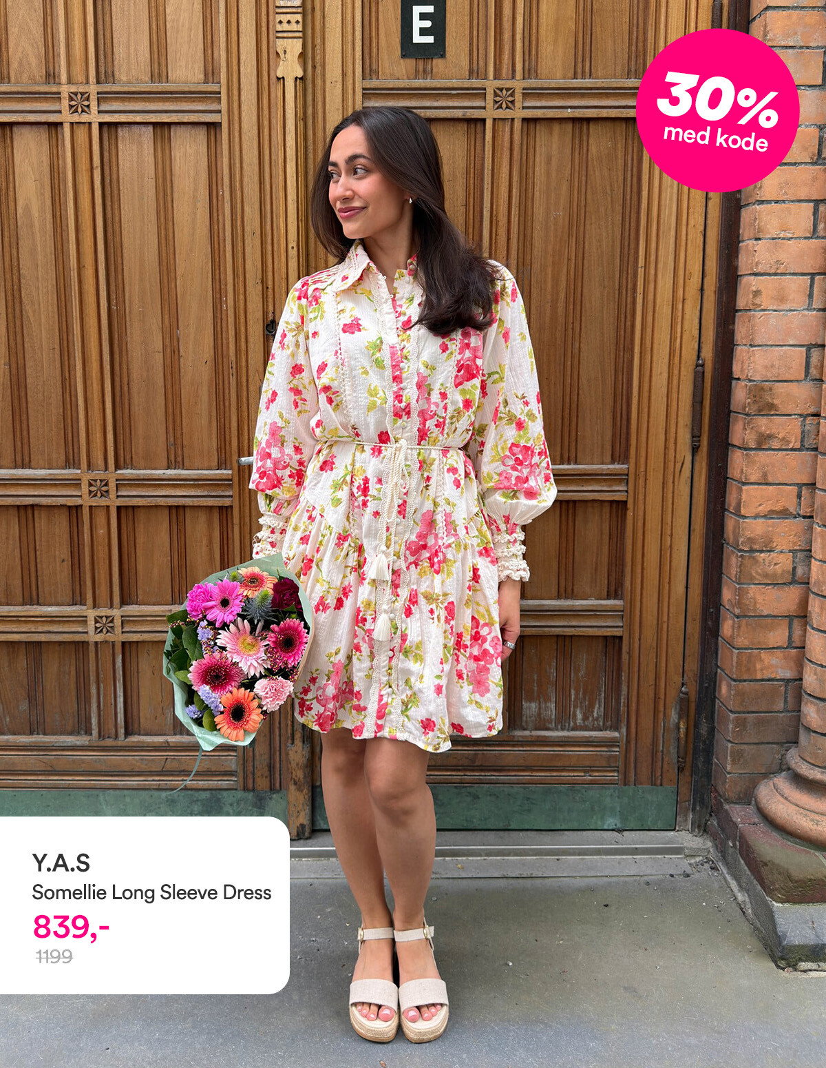 Somellie Long Sleeve Shirt Dress