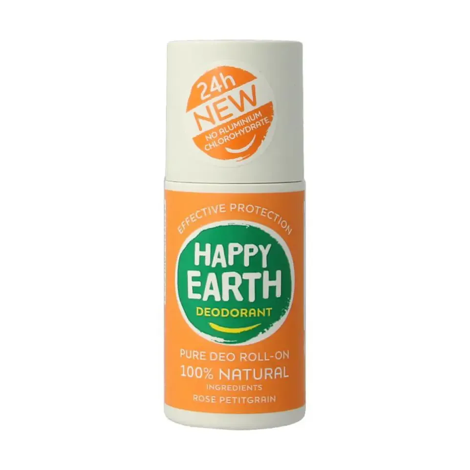 Image of Happy Earth Pure deo roll-on rose petitgrain
