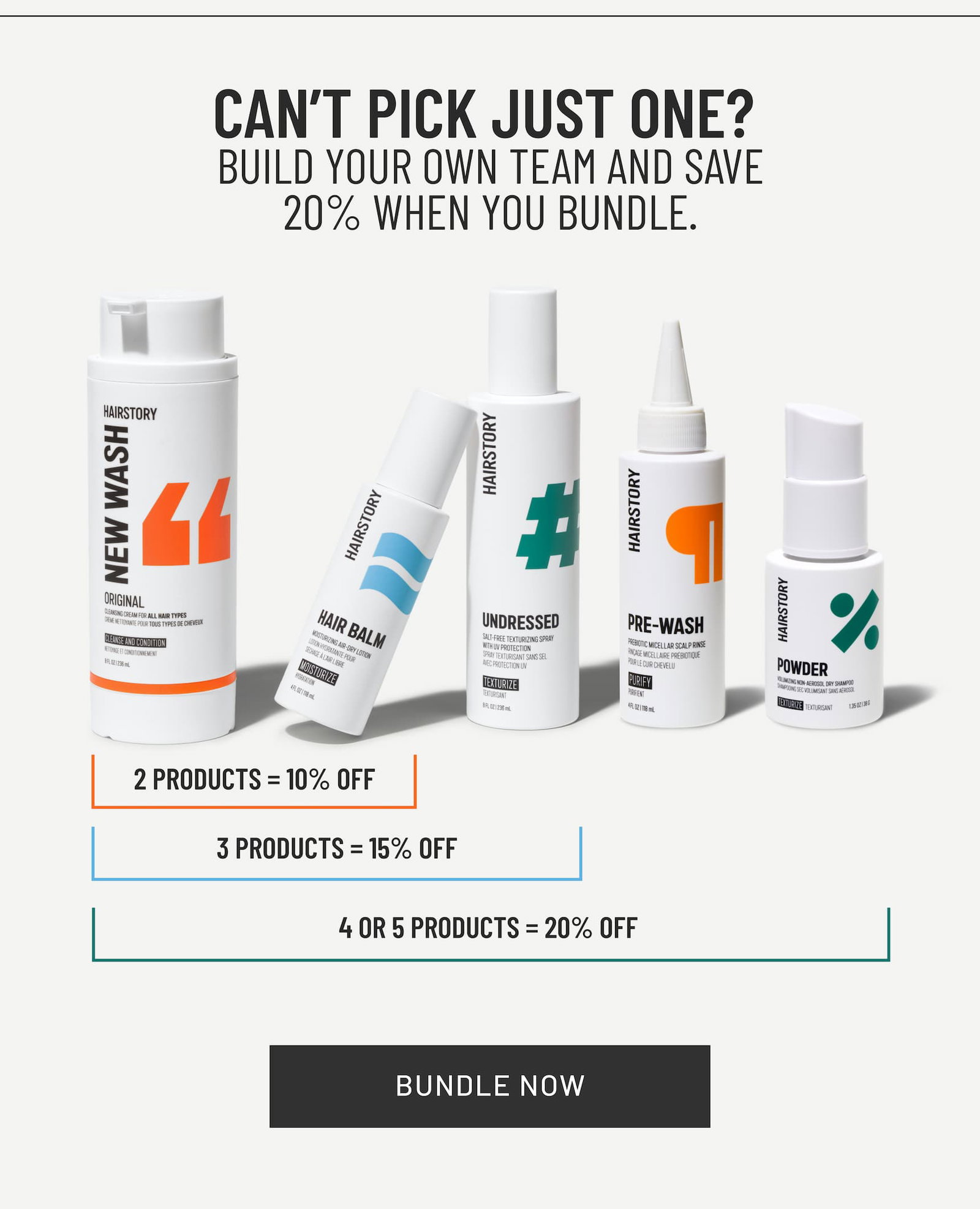 Shop the full Hairstory lineup and save up to 20% when you bundle.