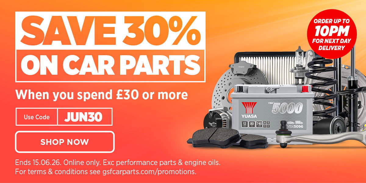Save 30% on car parts when you spend £30 or more - Use code JUN30