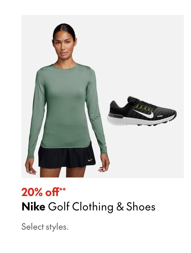 Nike Golf Clothing & Shoes
20% off
Our ticket price. Select styles.