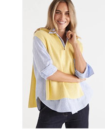 Zipped Sleeveless Cape in Buttermilk