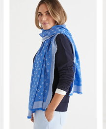 Geo Dot Jaquard Scarf in Blue