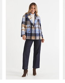 Double Breasted Check Blazer Coat