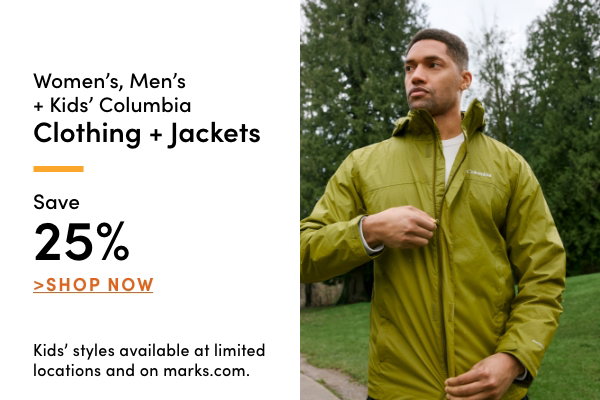 Women's, Men's + Kids' Columbia Clothing + Jackets Save 25%