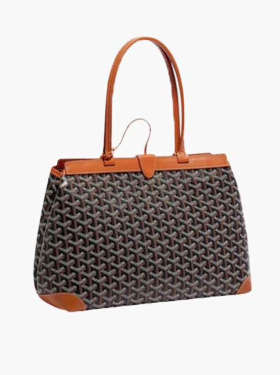 Classic Travel Inspired Monogram Leather Tote Bag - Orange / One Size