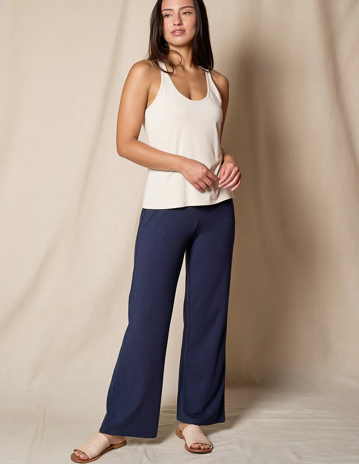 Image of Bamboo / Organic Cotton Classic Straight Leg Pants - Navy