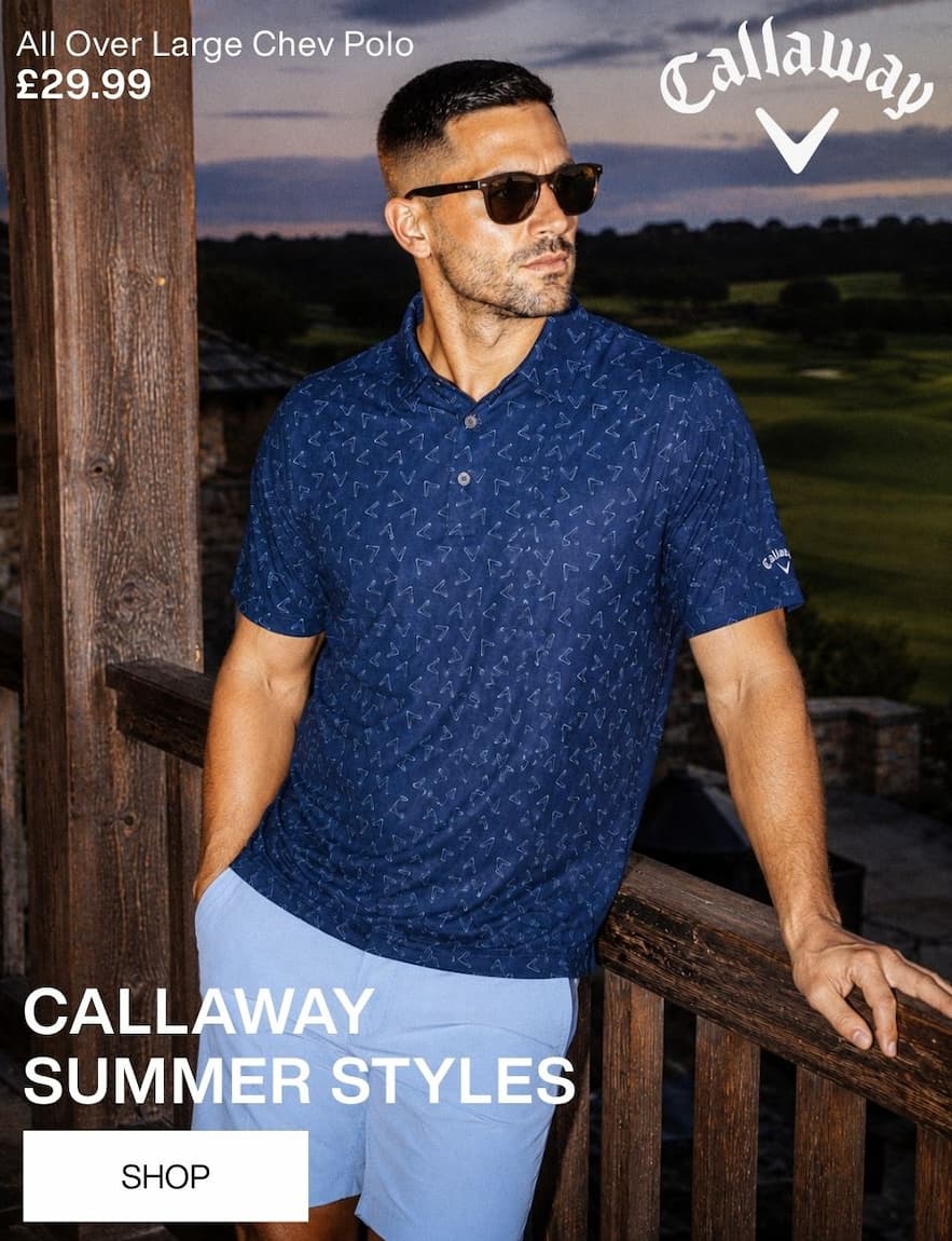 Callaway Golf Mens All Over Large Chev Wicking Stretch Golf Polo Shirt