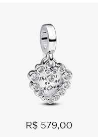 Charm Prata Pendente Coração Duplo Brilhante