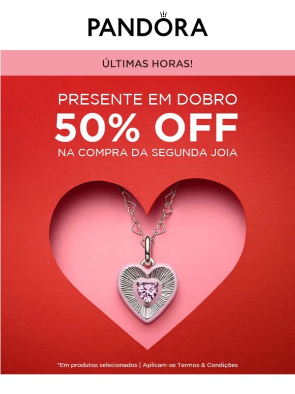 Últimas horas para aproveitar 50% OFF na segunda joia