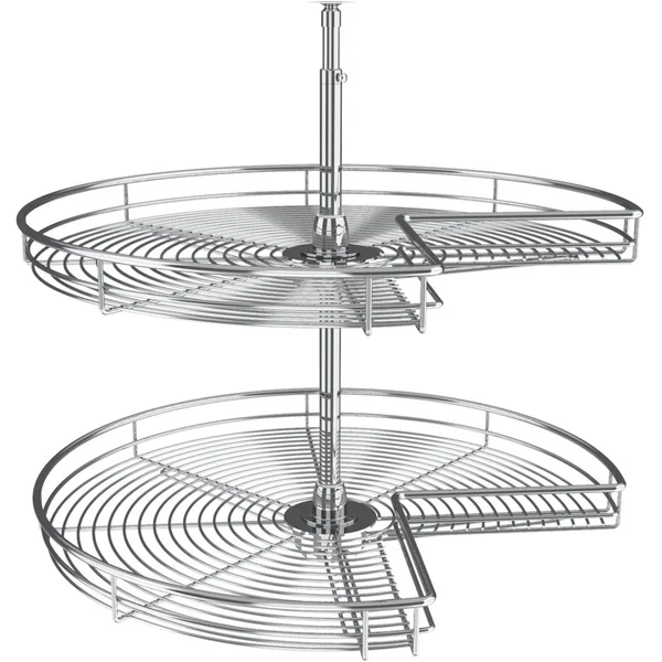 Rev-A-Shelf 5472-28 CR, 28 Inch Diameter Kidney Shape Premiere Wire 2 Shelf Corner Lazy Susan Set, for 26-32 Inch Cabinet Height, Chrome