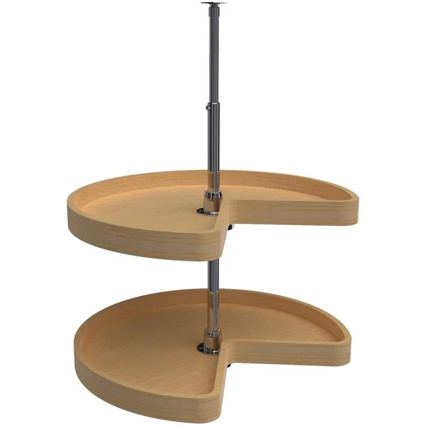 Rev-A-Shelf 4WLS472-32-52, Wood Classic 2-Shelf 32" Diameter Kidney Shape Lazy Susan, 26-32" Height, Clear Coat Maple
