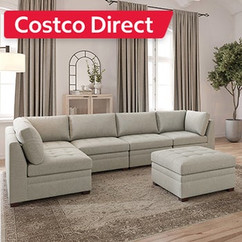 Thomasville Tisdale Modular Sectional 6-Piece Beige with Storage Ottoman