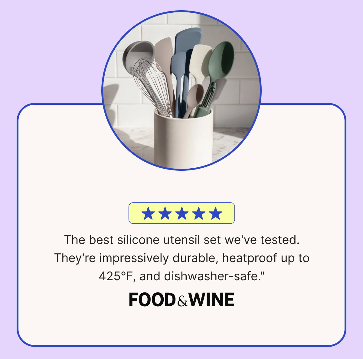 The best silicone utensil set we've tested. They're impressively durable, heatproof up to 425°F, and dishwasher-safe."