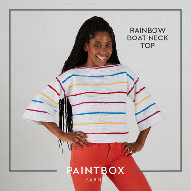 FREE Rainbow Boat Neck Top in Simply DK