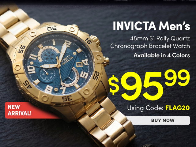INV-26095 INVICTA | Men's 48mm S1 Rally Quartz Chronograph Bracelet Watch – Available in 4 Colors