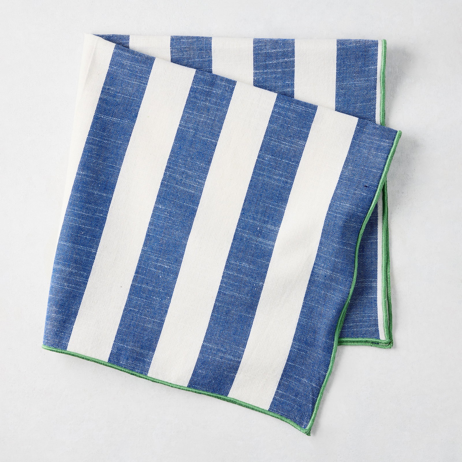 Image of Rockport Blue Stripe Cotton Napkin with Green Trim