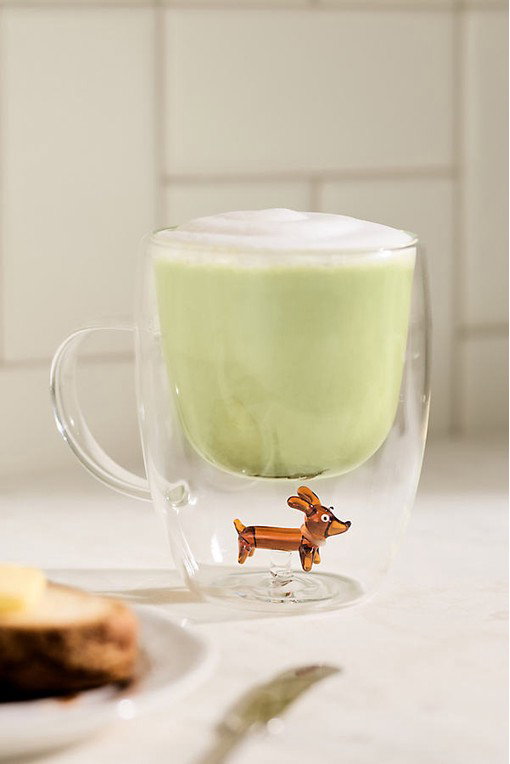 Double-Wall Glass Dog Mug