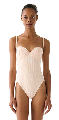 Shop Kate Spade Underwire Bow One Piece Swimsuit in Tide Stripe