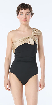 Shop Carmen Marc Valvo One Shoulder Bow Underwire One Piece Swimsuit in Lux Color Block