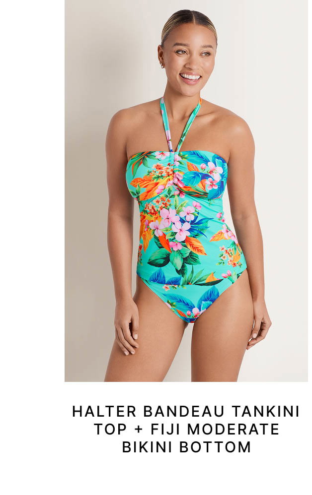 Halter Bandeau Tankini Top + Fiji Moderate Bikini Bottom