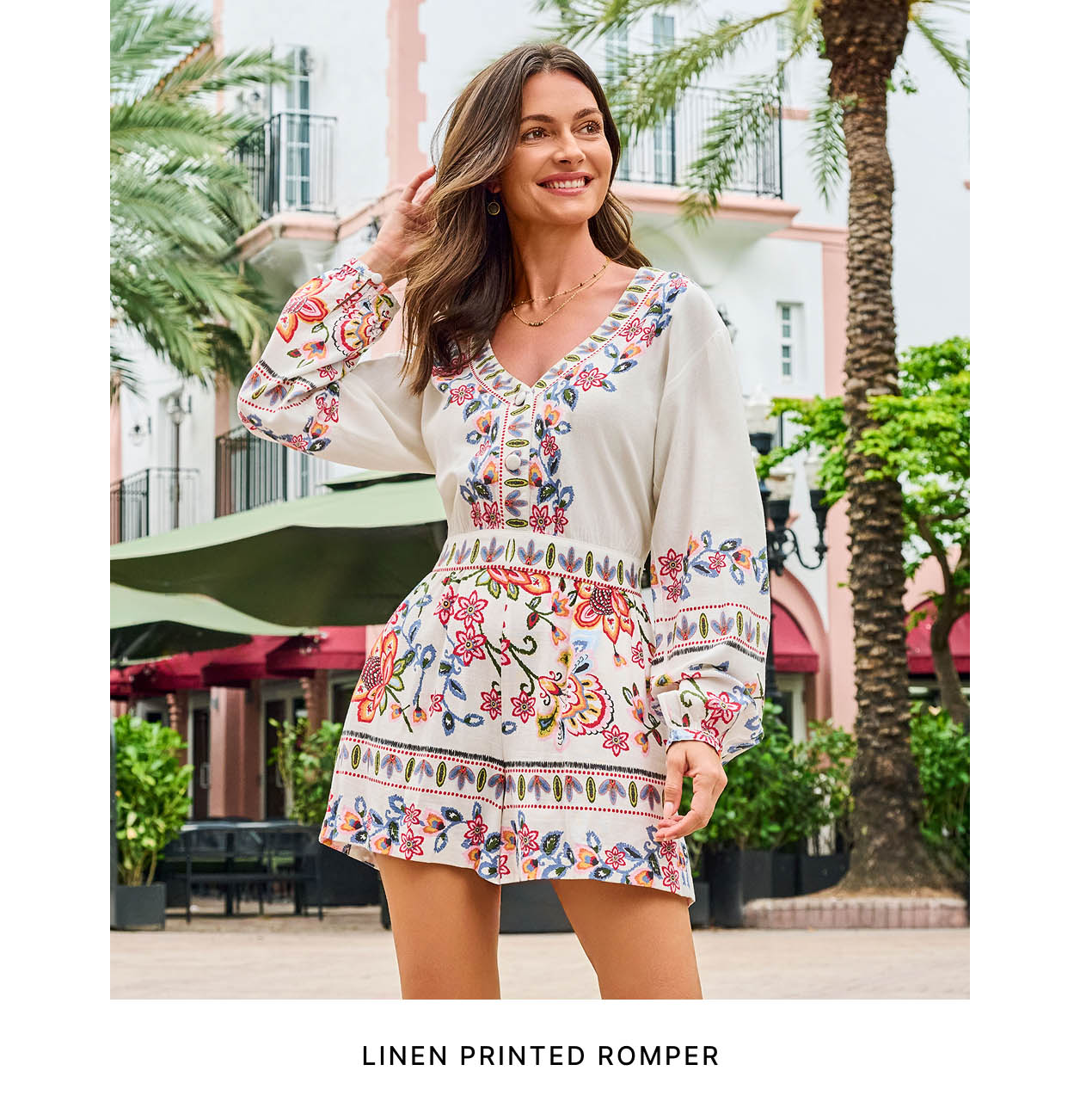 Linen Printed Romper
