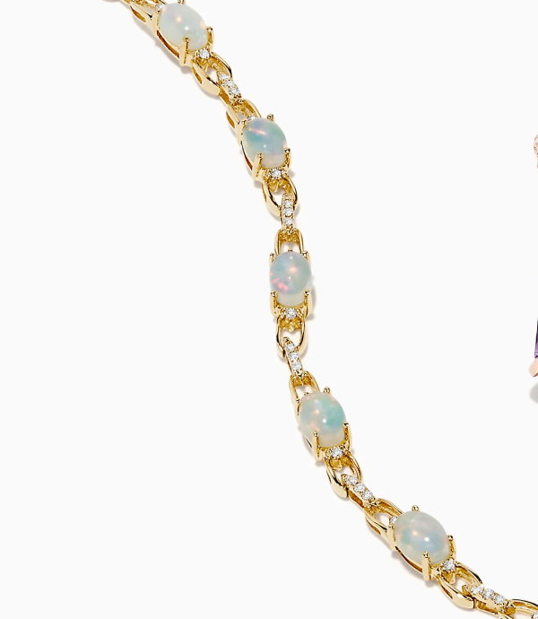 Aurora 14K Yellow Gold Opal and Diamond Bracelet