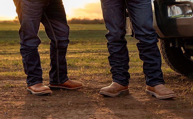 Men wearing Justin Work Boots.
