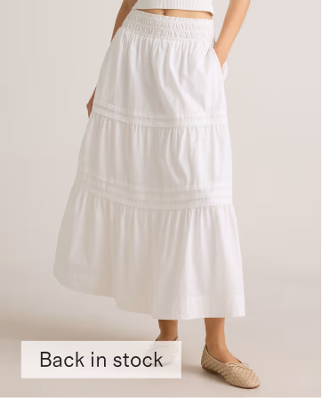 100% Organic Cotton Poplin Tiered Maxi Skirt