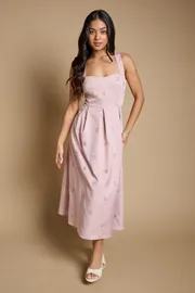 Petite Embellished Sweetheart Midi Dress