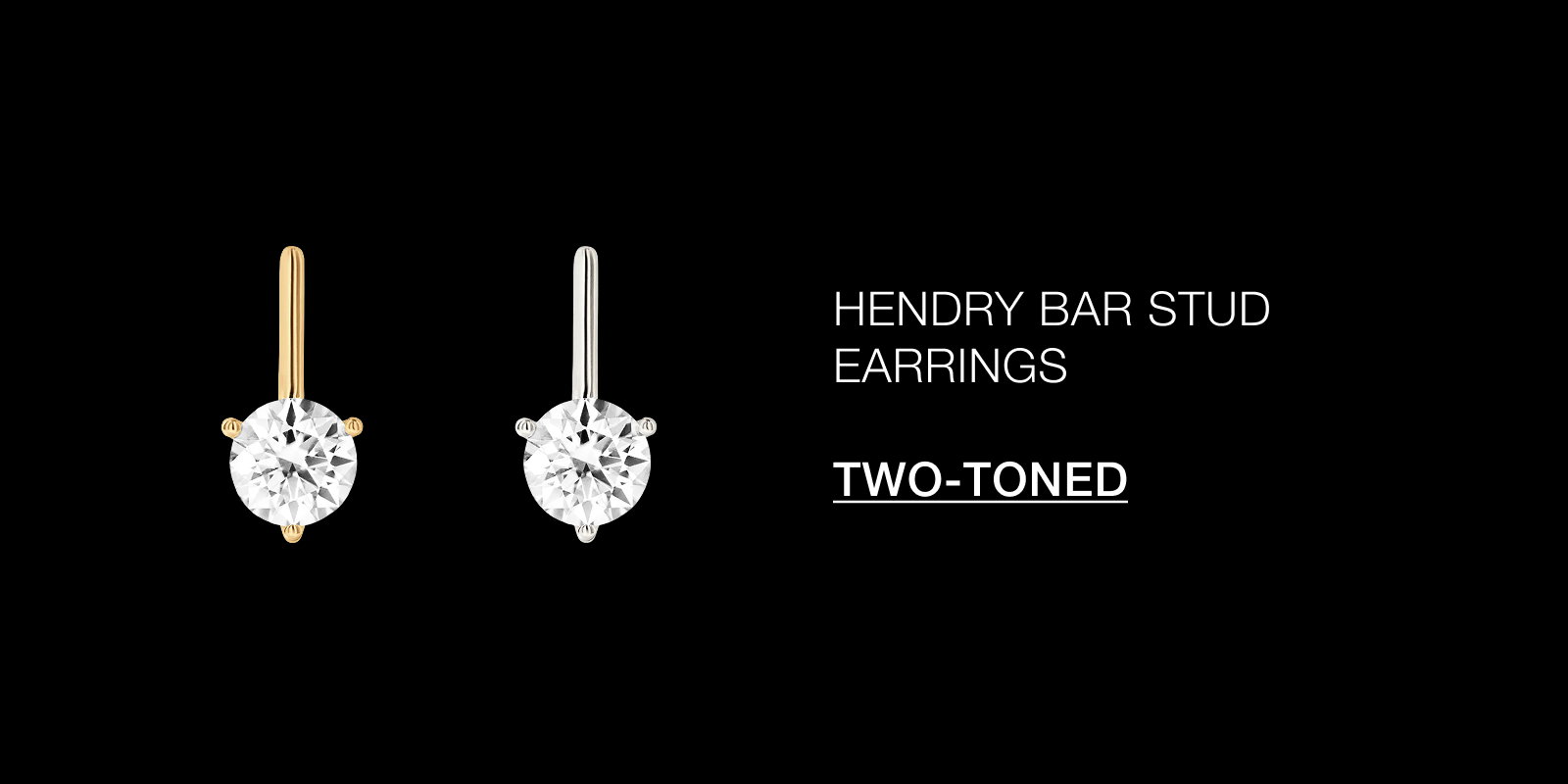 HENRY BAR STUD EARRINGS. TWO TONED. 