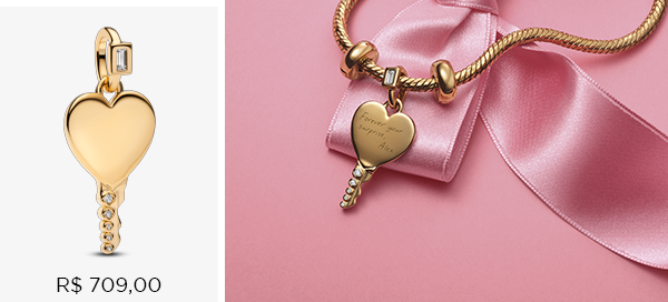 Charm Pendente Chave Do Coracao Gravavel