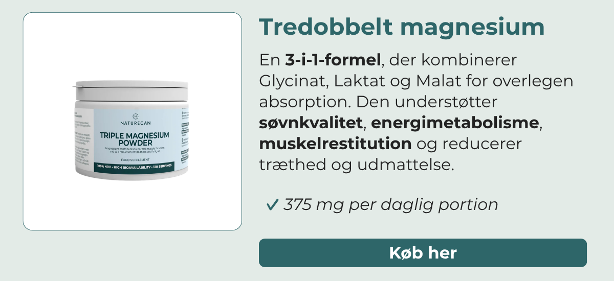 Tredobbelt magnesium med Glycinat, Laktat og Malat