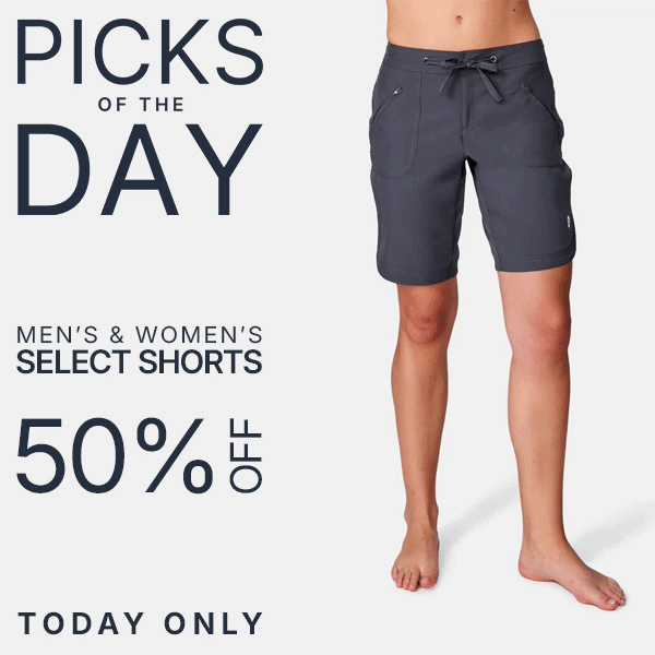 picks of the day - 50% off shorts - today only - shop now