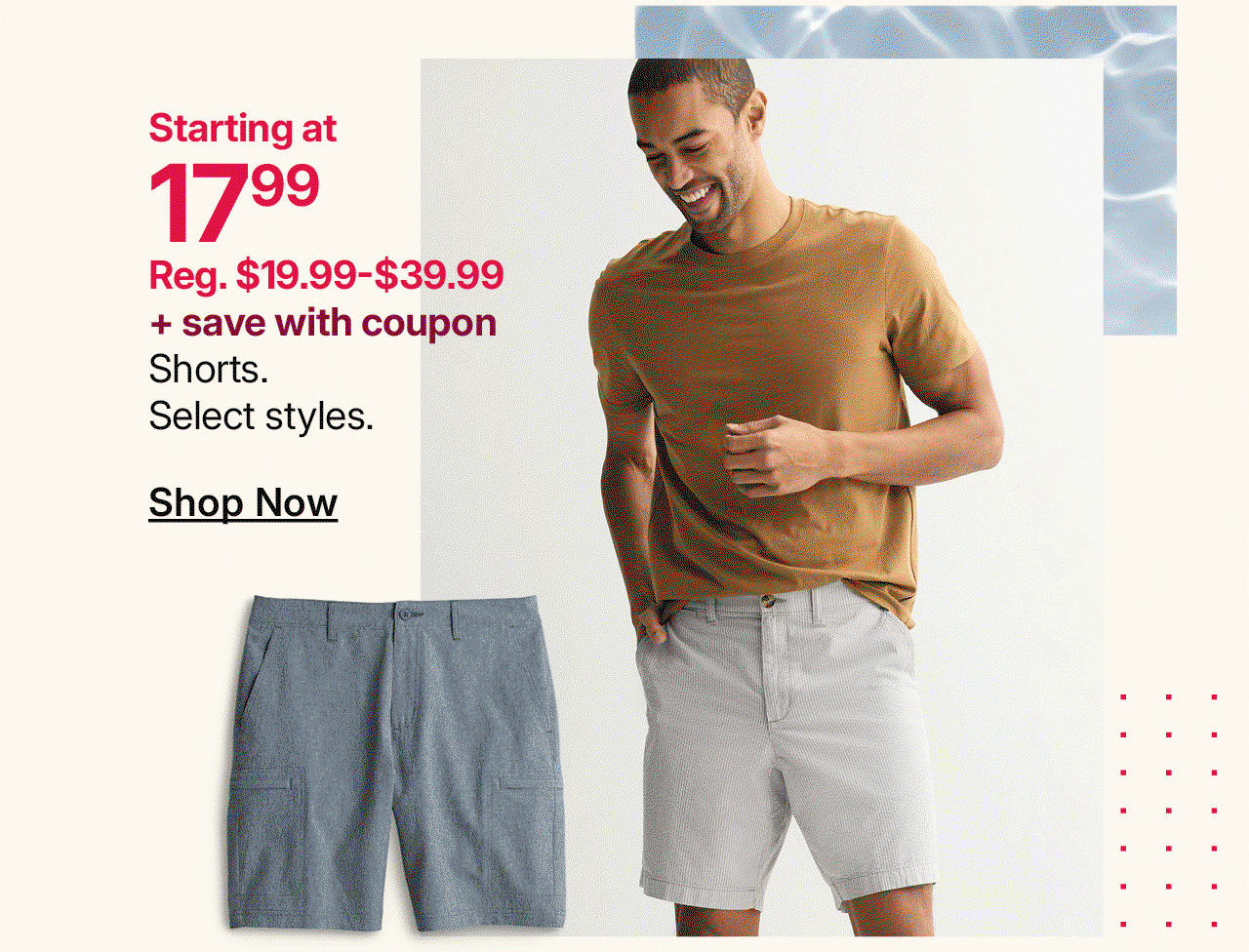 starting at $17.99 plus save with coupon shorts