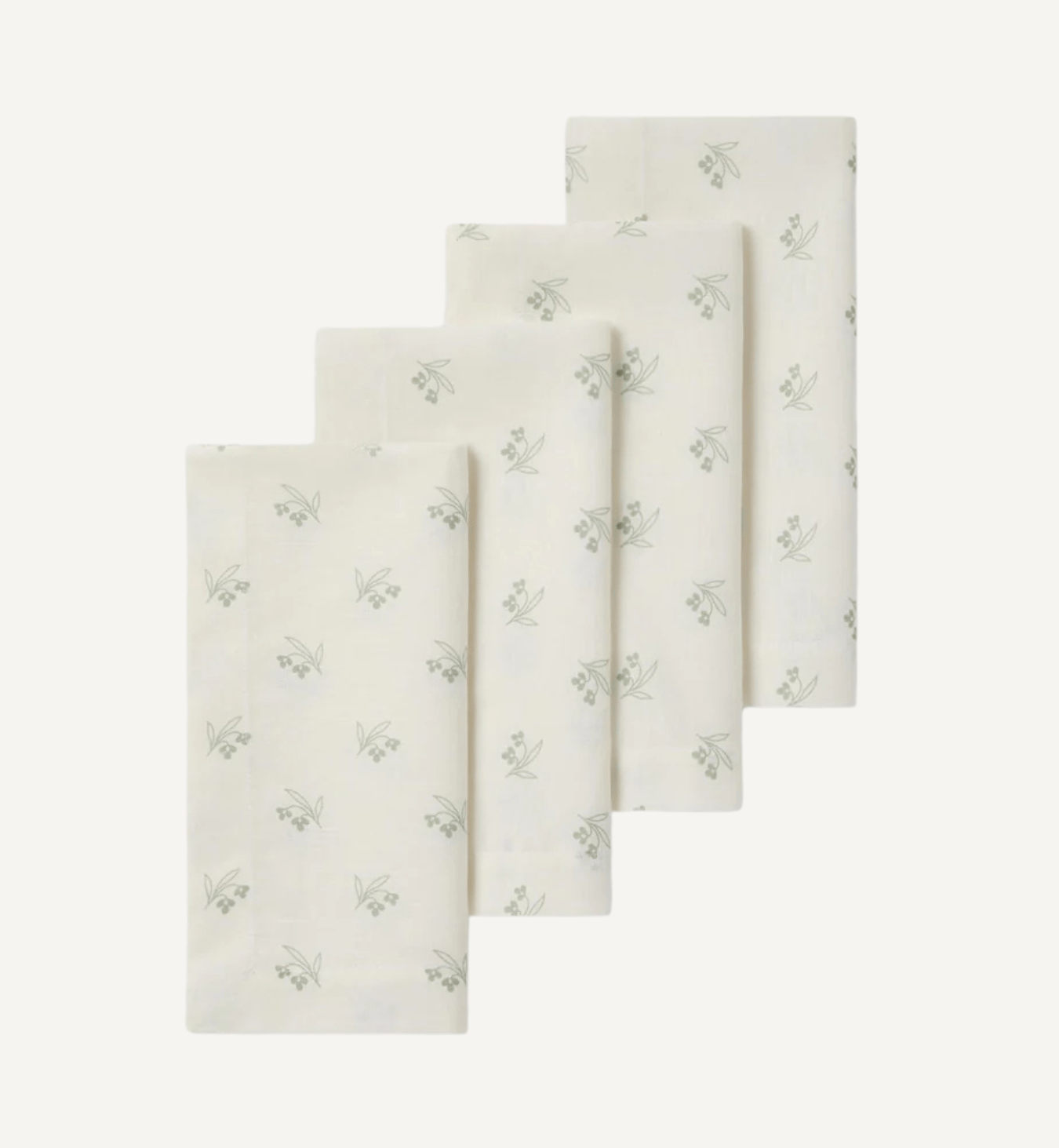 Mellow Green Martha Floral Linen Blend Napkins Set of 4