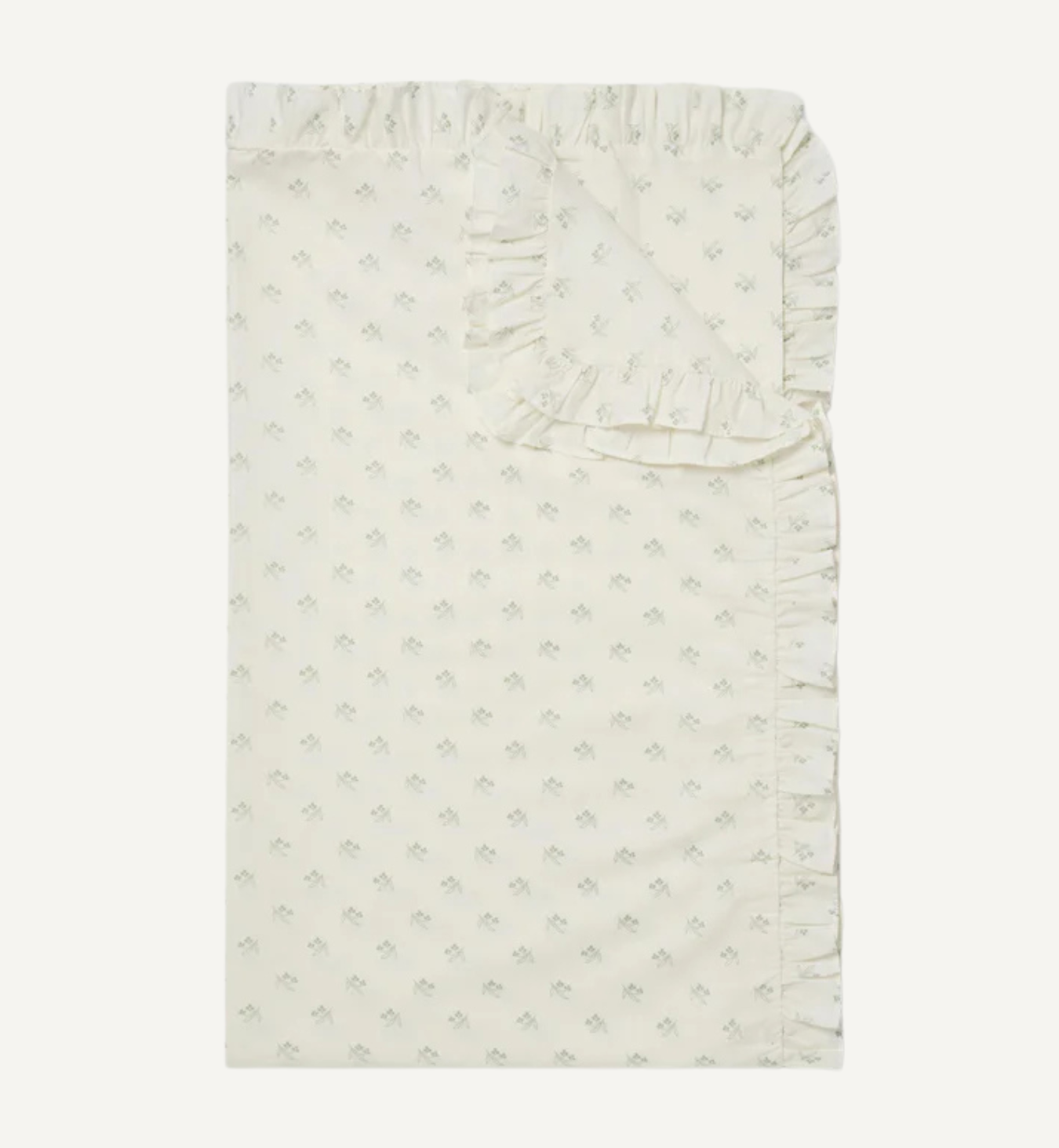 Mellow Green Martha Floral Frill Linen Blend Tablecloth