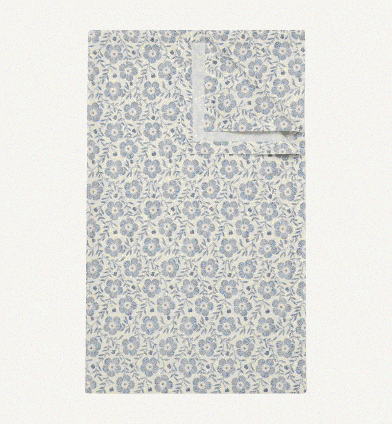 Dusk Blue Folk Floral Linen Blend Tablecloth