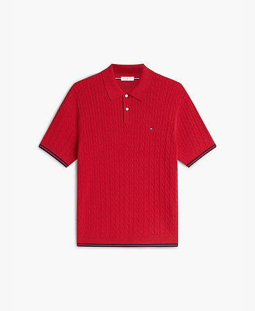 Cable Knit Short Sleeve Polo Jumper