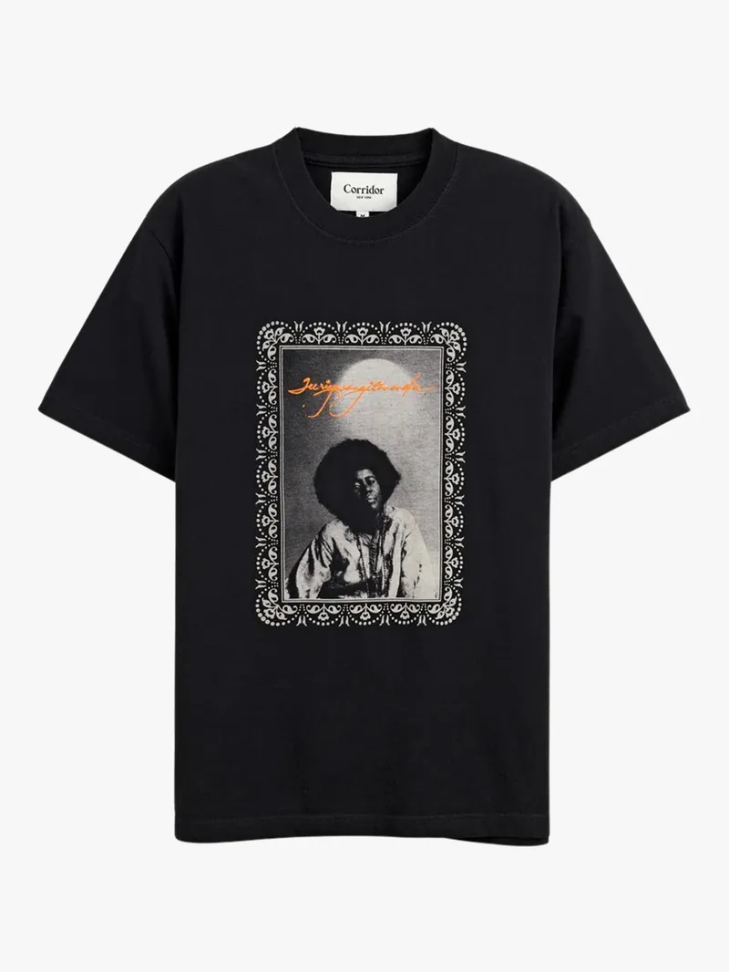 Image may contain: Alice Coltrane, Clothing, T-Shirt, Shirt, Person, Face, and Head