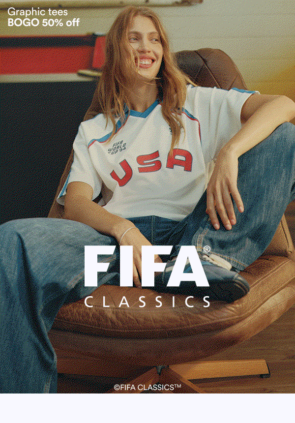 Graphic tees BOGO 50% off FIFA Classics