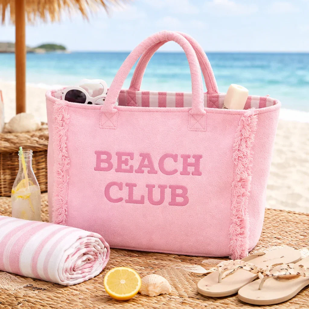 Image of Borsa Mare o Trousse in Spugna di <br>Cotone Tinta Unita - <b>Beach Club