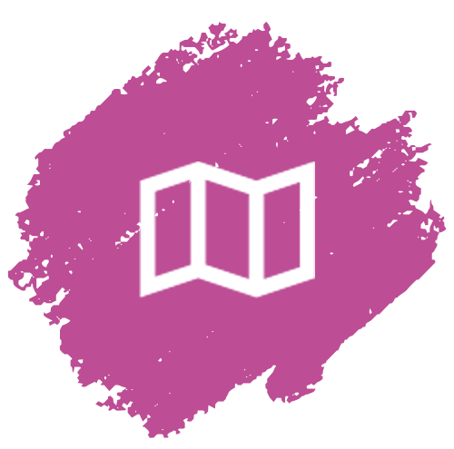 Icon Karte auf pinken Grund.