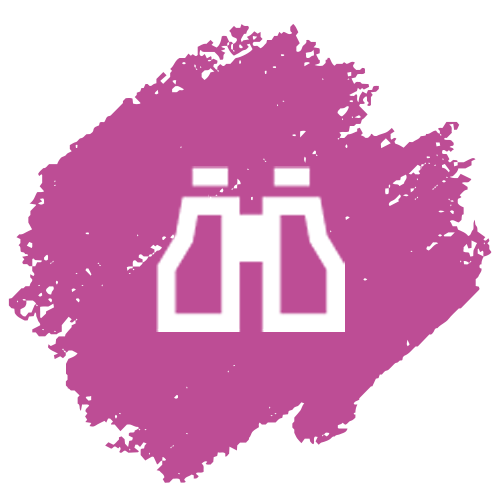 Icon Fernglas auf pinken Grund.