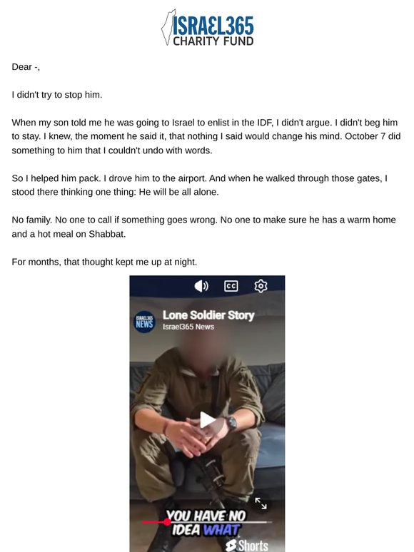 Every mother's fear: her son at war with no one waiting for him.