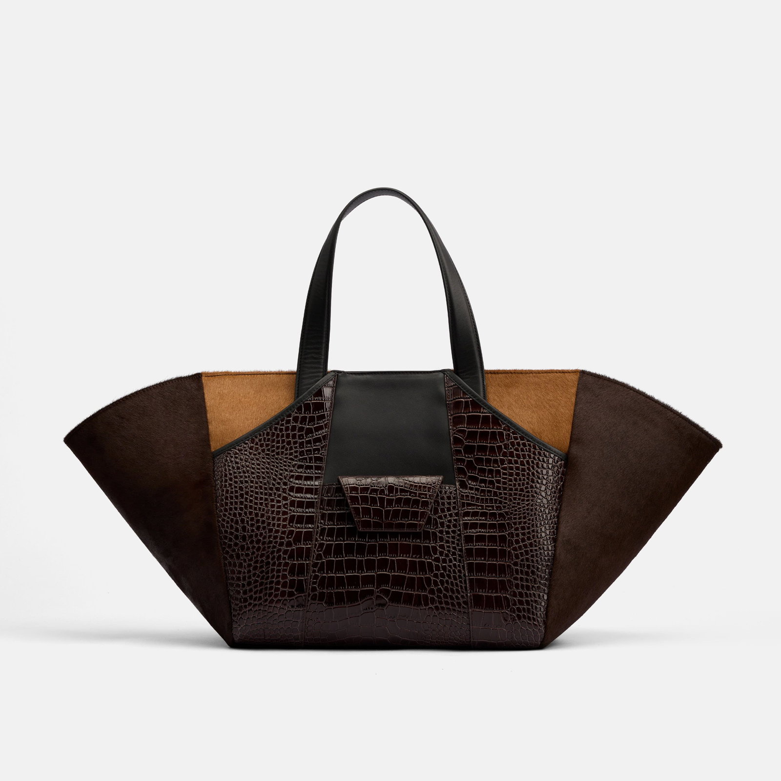 Image of Marissa Structured Tote - Dark Brown Croc Leather