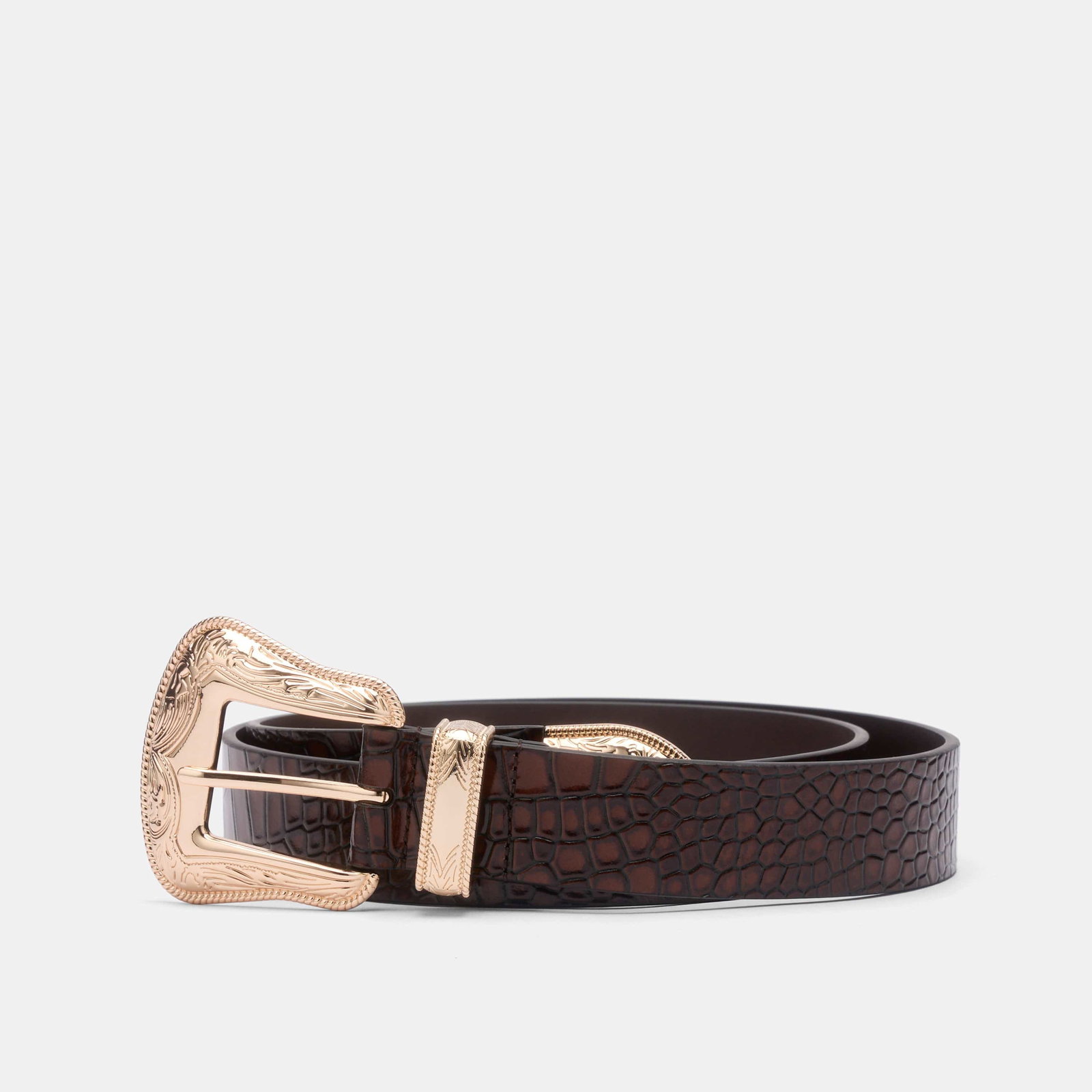 Image of Marc Nolan Leather Belt - Brown Crocskin